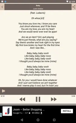 Justin Bieber Song & Lyrics android App screenshot 4