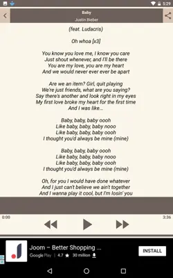 Justin Bieber Song & Lyrics android App screenshot 5